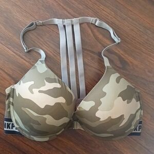 Pink front closure bra